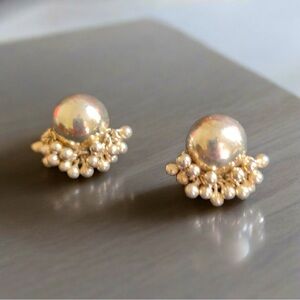 Vintage India Indian Pierced Sterling Silver Earrings